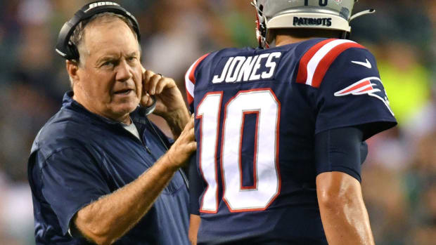 Patriots HC Bill Belichick and QB Mac Jones